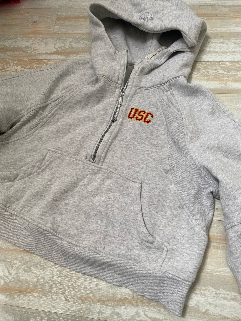 USC Gray Half-Zip Hooded Sweatshirt - Picture 5 of 7